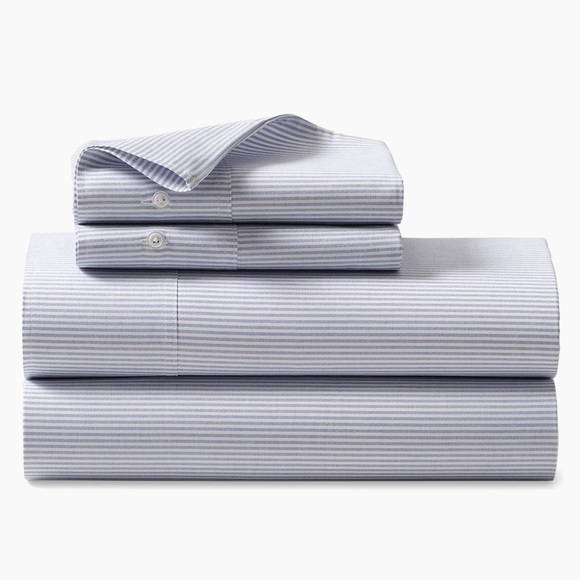 Ralph Lauren RL Organic Oxford Stripe king extra deep fitted Sheet Blue - Picture 1 of 12
